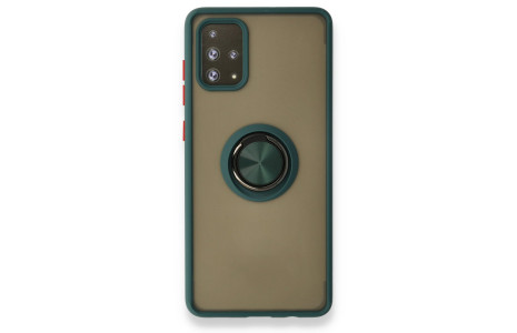 Newface Samsung Galaxy A71 Kılıf Montreal Yüzüklü Silikon Kapak - Yeşil