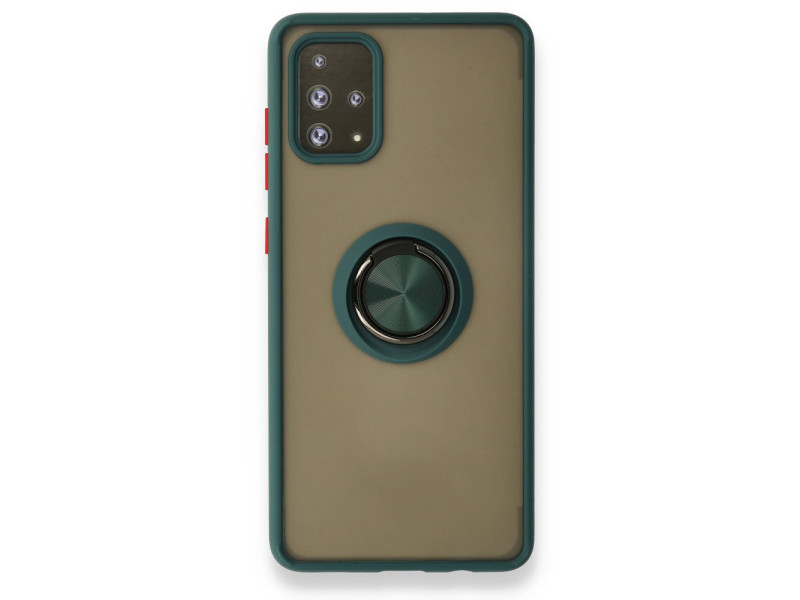 Newface Samsung Galaxy A71 Kılıf Montreal Yüzüklü Silikon Kapak - Yeşil