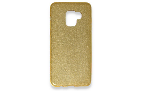 Newface Samsung Galaxy A8 Plus 2018 Kılıf Simli Katmanlı Silikon - Gold