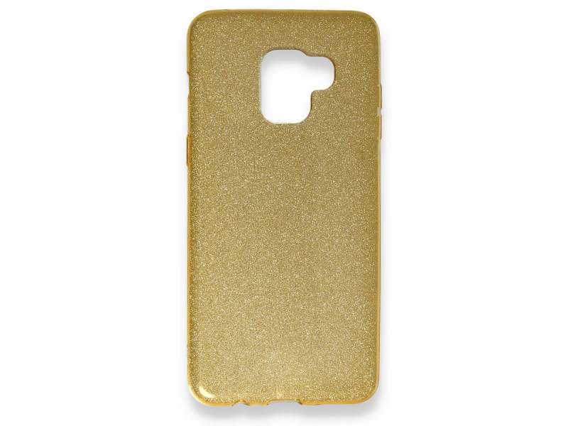 Newface Samsung Galaxy A8 Plus 2018 Kılıf Simli Katmanlı Silikon - Gold