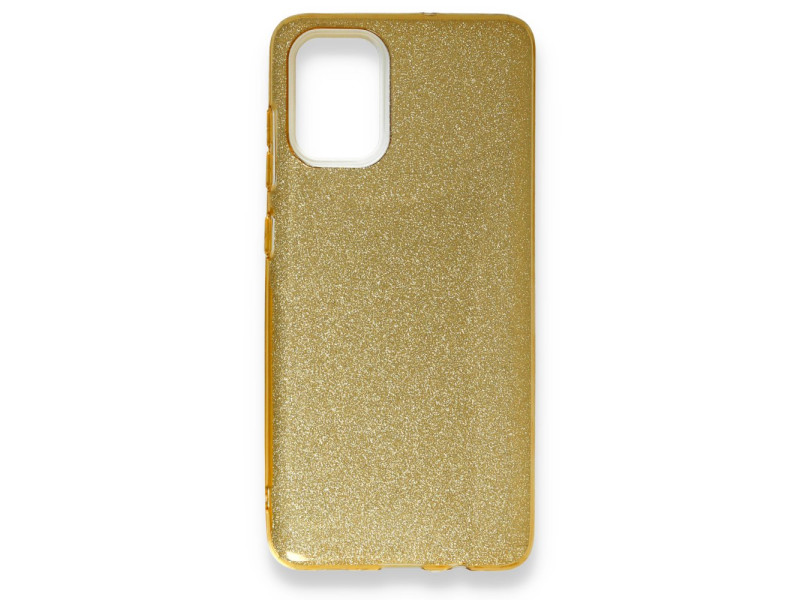 Newface Samsung Galaxy A91 / S10 Lite Kılıf Simli Katmanlı Silikon - Gold