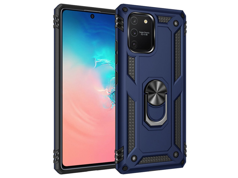 Newface Samsung Galaxy A91 / S10 Lite Kılıf Sofya Yüzüklü Silikon Kapak - Lacivert