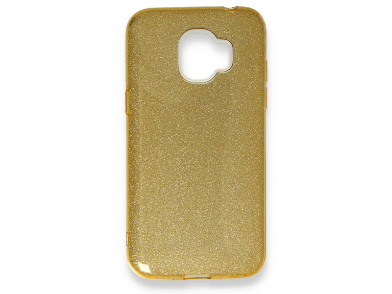 Newface Samsung Galaxy J2 Core Kılıf Simli Katmanlı Silikon - Gold