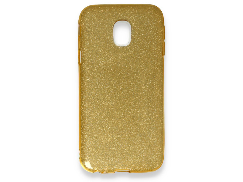Newface Samsung Galaxy J5 Pro / J530 Kılıf Simli Katmanlı Silikon - Gold