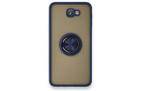 Newface Samsung Galaxy J7 Prime Kılıf Montreal Yüzüklü Silikon Kapak - Lacivert