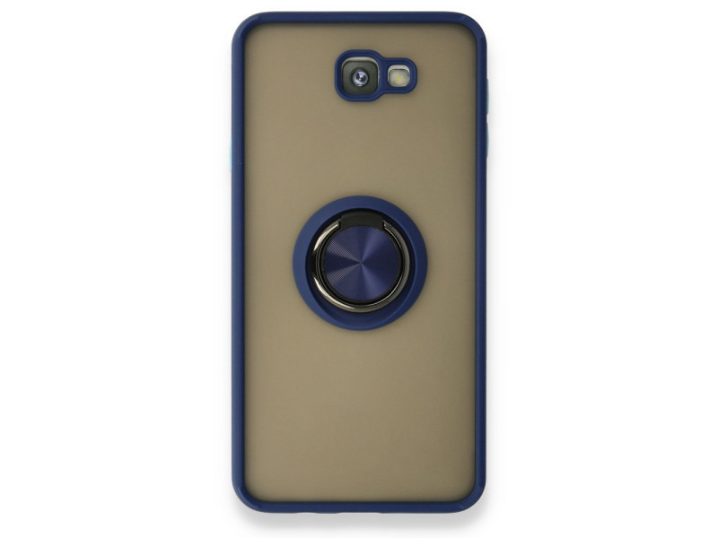 Newface Samsung Galaxy J7 Prime Kılıf Montreal Yüzüklü Silikon Kapak - Lacivert