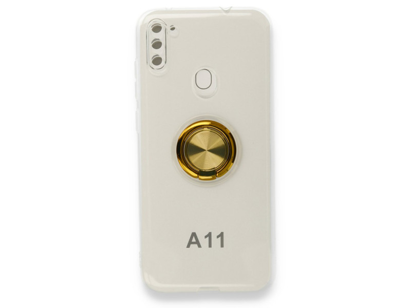 Newface Samsung Galaxy M11 Kılıf Gros Yüzüklü Silikon - Gold