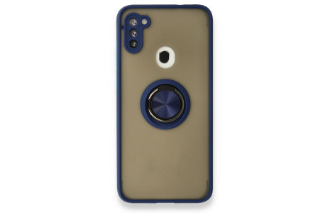 Newface Samsung Galaxy M11 Kılıf Montreal Yüzüklü Silikon Kapak - Lacivert