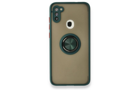 Newface Samsung Galaxy M11 Kılıf Montreal Yüzüklü Silikon Kapak - Yeşil