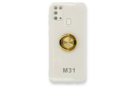 Newface Samsung Galaxy M31 Kılıf Gros Yüzüklü Silikon - Gold
