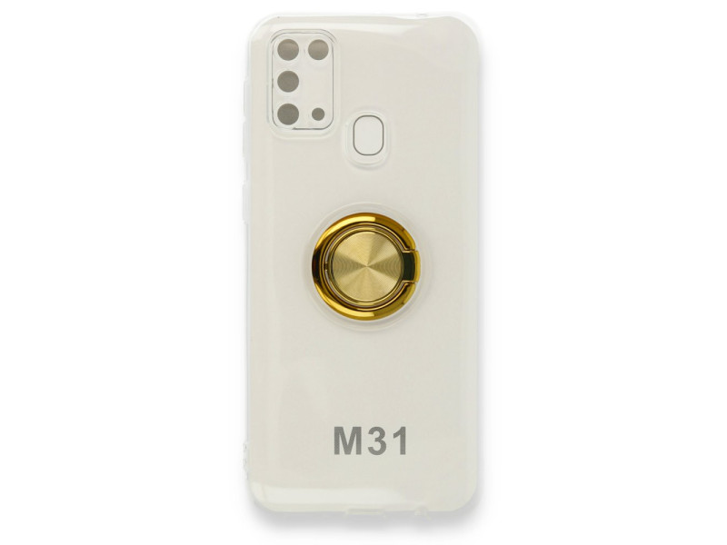 Newface Samsung Galaxy M31 Kılıf Gros Yüzüklü Silikon - Gold