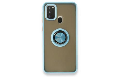 Newface Samsung Galaxy M31 Kılıf Montreal Yüzüklü Silikon Kapak - Buz Mavi