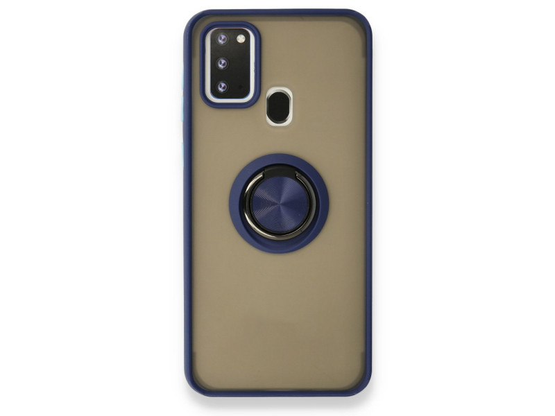 Newface Samsung Galaxy M31 Kılıf Montreal Yüzüklü Silikon Kapak - Lacivert