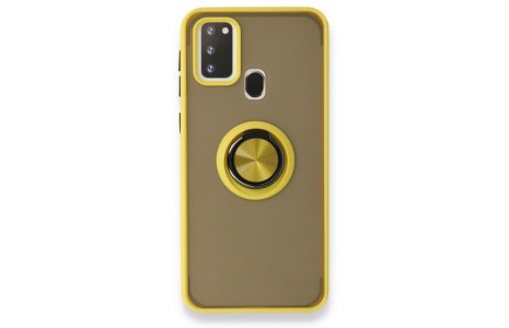 Newface Samsung Galaxy M31 Kılıf Montreal Yüzüklü Silikon Kapak - Sarı