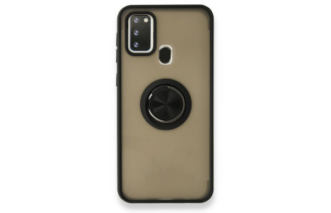 Newface Samsung Galaxy M31 Kılıf Montreal Yüzüklü Silikon Kapak - Siyah