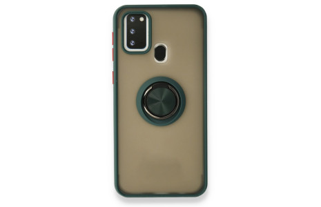 Newface Samsung Galaxy M31 Kılıf Montreal Yüzüklü Silikon Kapak - Yeşil
