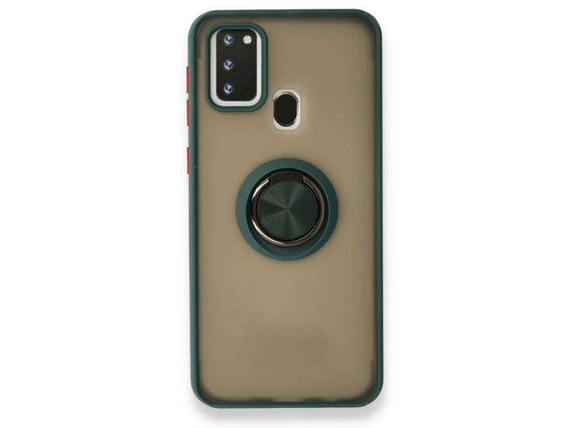 Newface Samsung Galaxy M31 Kılıf Montreal Yüzüklü Silikon Kapak - Yeşil