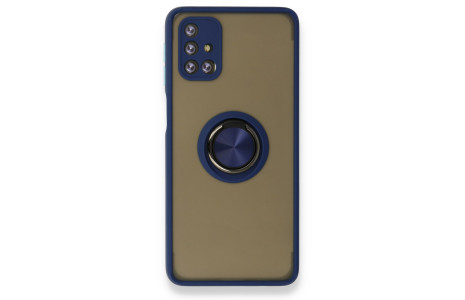 Newface Samsung Galaxy M31S Kılıf Montreal Yüzüklü Silikon Kapak - Lacivert