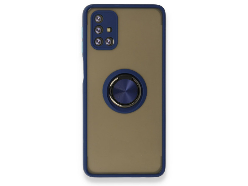 Newface Samsung Galaxy M31S Kılıf Montreal Yüzüklü Silikon Kapak - Lacivert