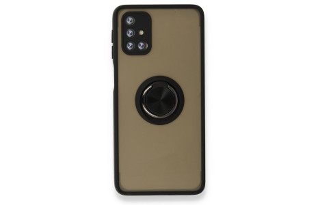 Newface Samsung Galaxy M31S Kılıf Montreal Yüzüklü Silikon Kapak - Siyah
