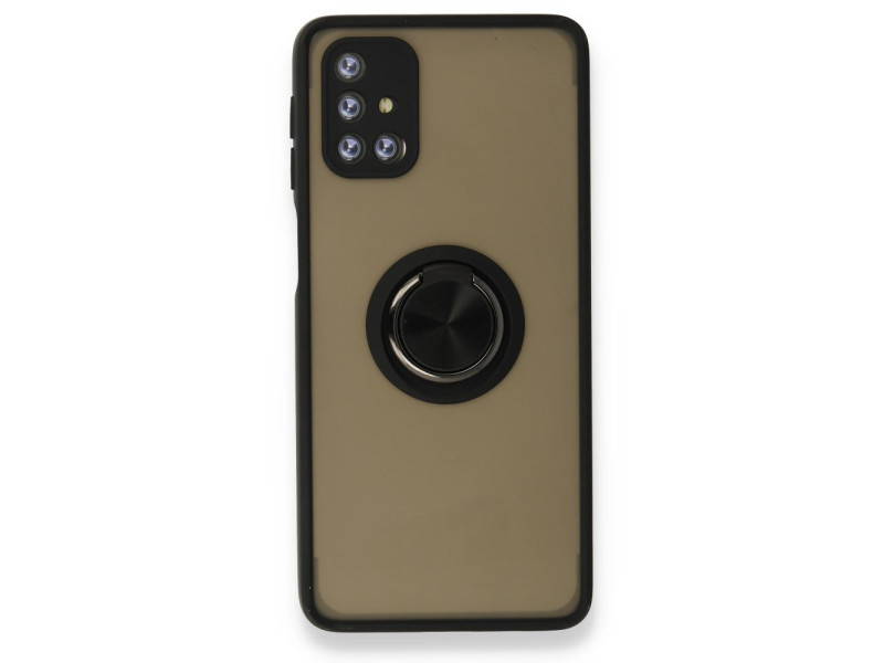 Newface Samsung Galaxy M31S Kılıf Montreal Yüzüklü Silikon Kapak - Siyah