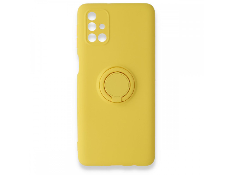 Newface Samsung Galaxy M31S Kılıf Viktor Yüzüklü Silikon - Sarı