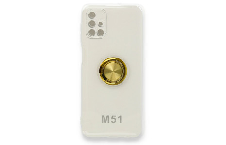 Newface Samsung Galaxy M51 Kılıf Gros Yüzüklü Silikon - Gold