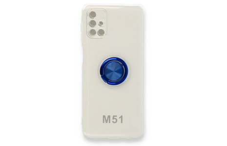 Newface Samsung Galaxy M51 Kılıf Gros Yüzüklü Silikon - Mavi