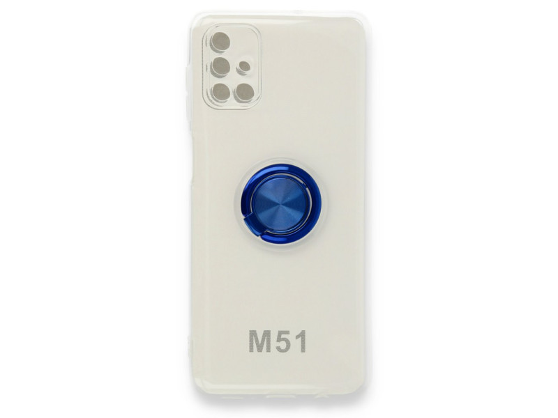 Newface Samsung Galaxy M51 Kılıf Gros Yüzüklü Silikon - Mavi