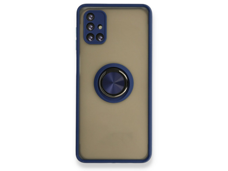 Newface Samsung Galaxy M51 Kılıf Montreal Yüzüklü Silikon Kapak - Lacivert