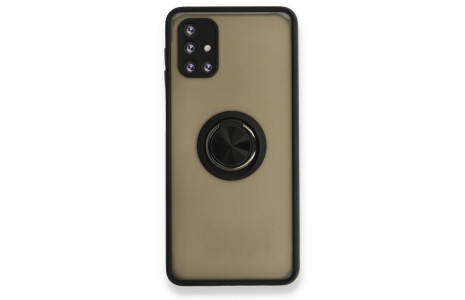 Newface Samsung Galaxy M51 Kılıf Montreal Yüzüklü Silikon Kapak - Siyah