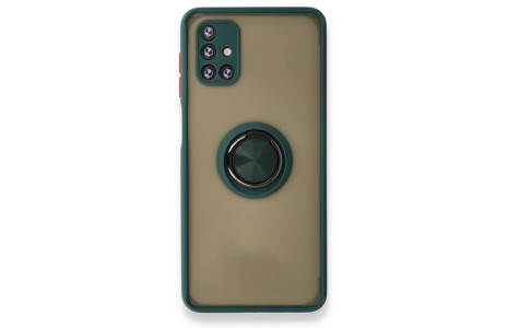 Newface Samsung Galaxy M51 Kılıf Montreal Yüzüklü Silikon Kapak - Yeşil