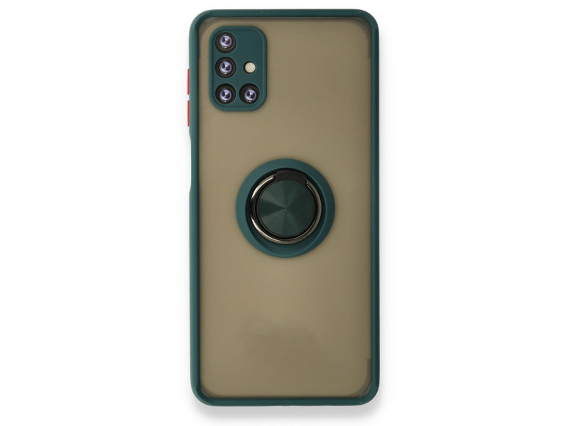 Newface Samsung Galaxy M51 Kılıf Montreal Yüzüklü Silikon Kapak - Yeşil