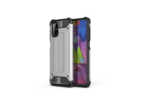 Newface Samsung Galaxy M51 Kılıf Tank Silikon Kapak - Gümüş