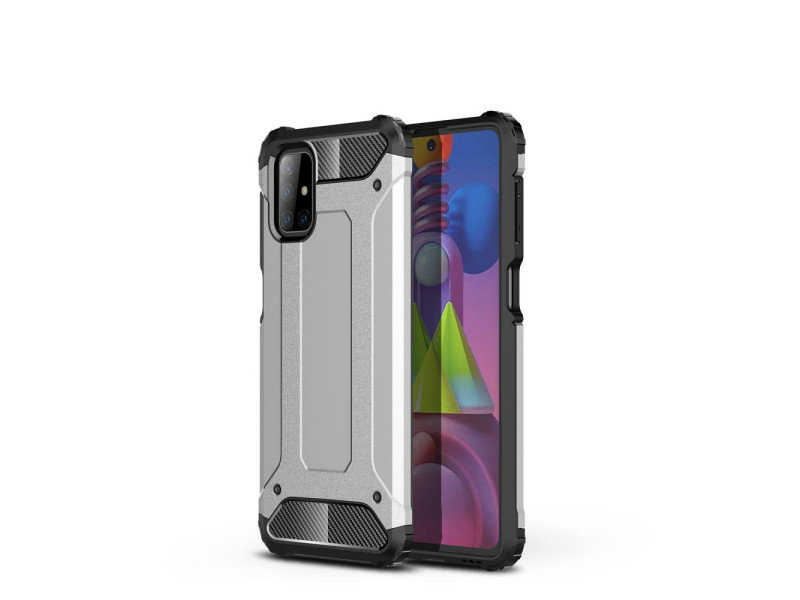 Newface Samsung Galaxy M51 Kılıf Tank Silikon Kapak - Gümüş