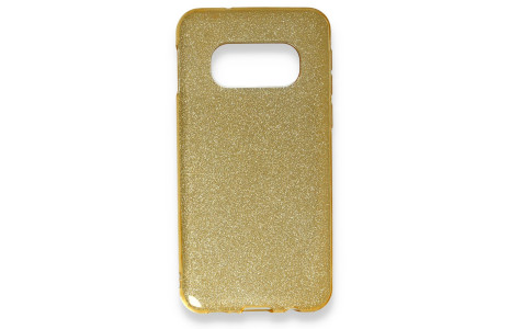 Newface Samsung Galaxy S10E Kılıf Simli Katmanlı Silikon - Gold