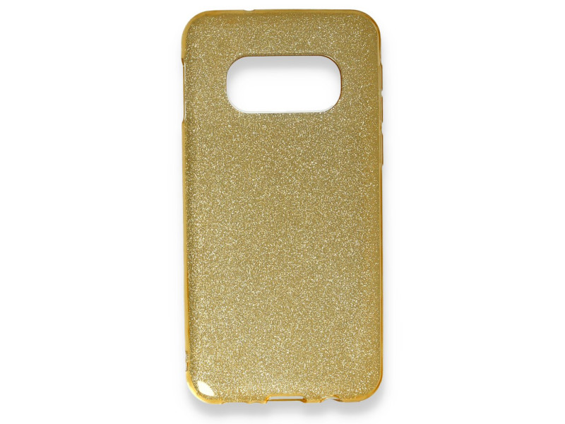 Newface Samsung Galaxy S10E Kılıf Simli Katmanlı Silikon - Gold