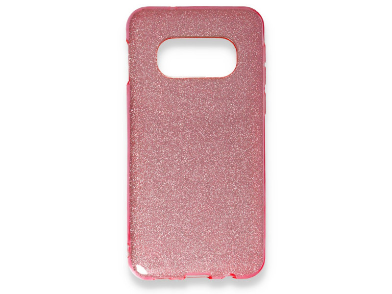 Newface Samsung Galaxy S10E Kılıf Simli Katmanlı Silikon - Rose