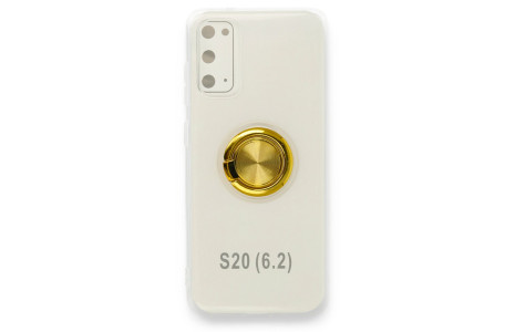 Newface Samsung Galaxy S20 Kılıf Gros Yüzüklü Silikon - Gold