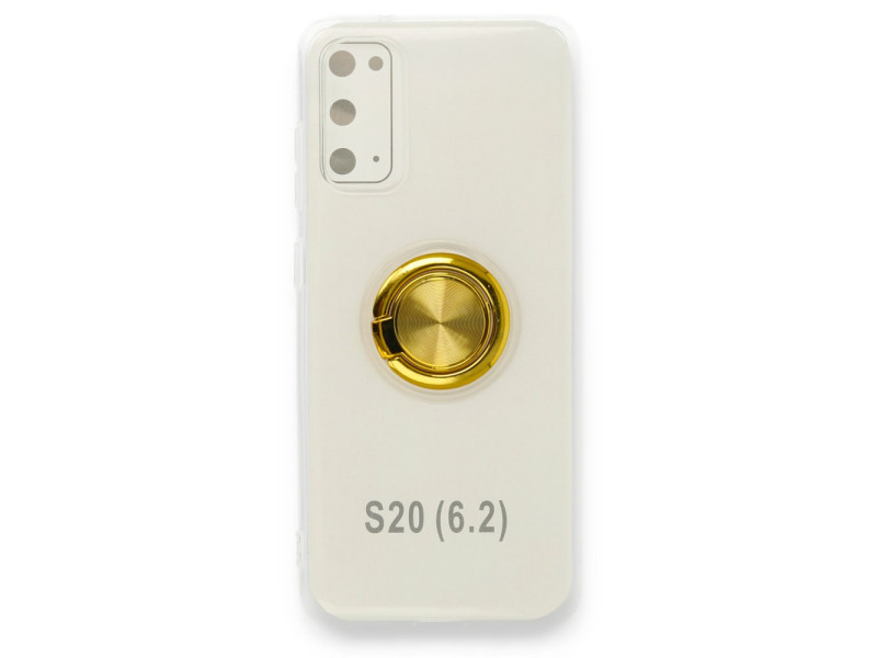 Newface Samsung Galaxy S20 Kılıf Gros Yüzüklü Silikon - Gold