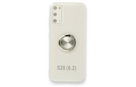 Newface Samsung Galaxy S20 Kılıf Gros Yüzüklü Silikon - Gümüş