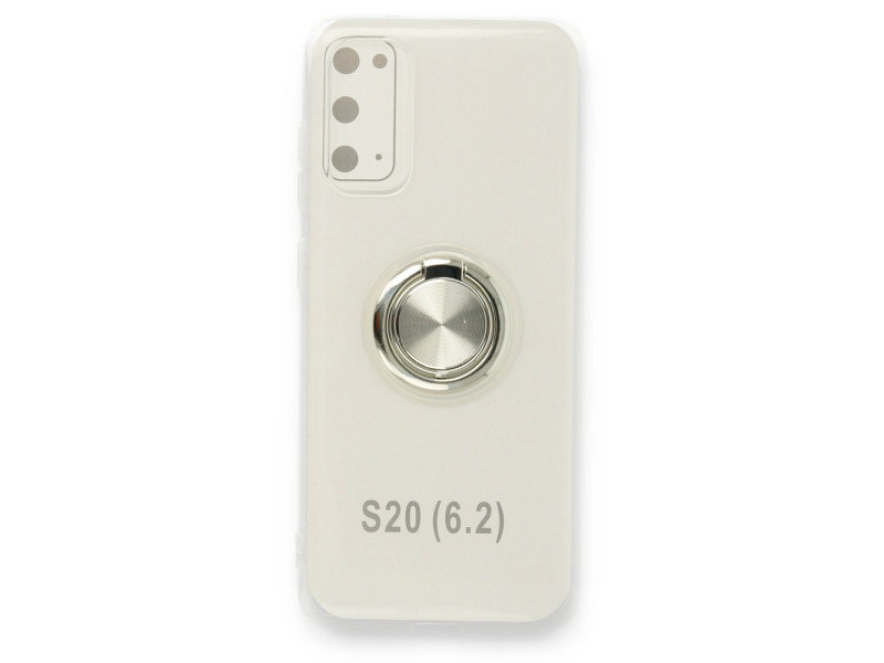 Newface Samsung Galaxy S20 Kılıf Gros Yüzüklü Silikon - Gümüş