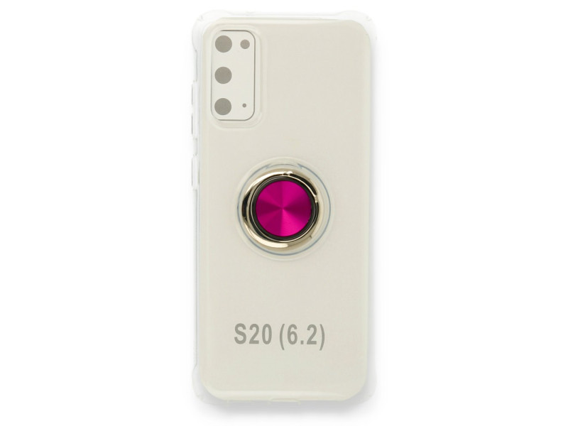 Newface Samsung Galaxy S20 Kılıf Gros Yüzüklü Silikon - Pembe