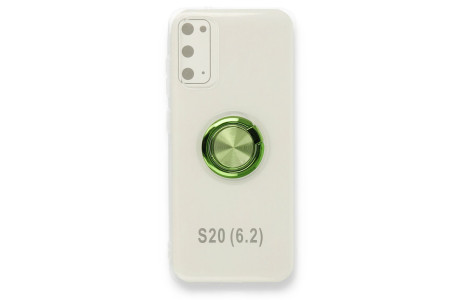 Newface Samsung Galaxy S20 Kılıf Gros Yüzüklü Silikon - Yeşil