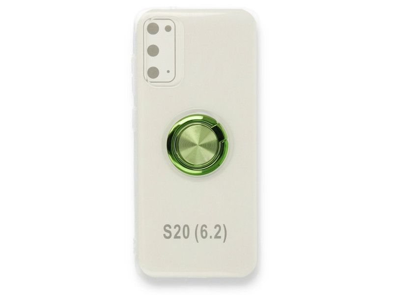 Newface Samsung Galaxy S20 Kılıf Gros Yüzüklü Silikon - Yeşil