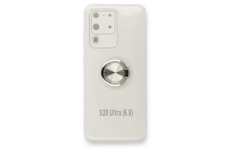 Newface Samsung Galaxy S20 Ultra Kılıf Gros Yüzüklü Silikon - Gümüş