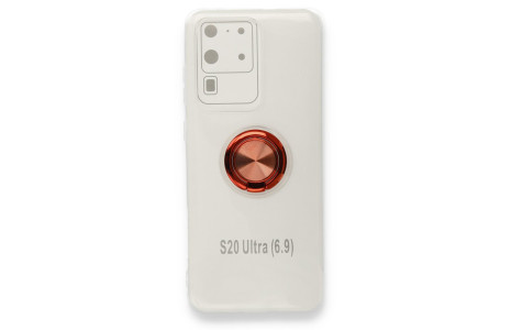 Newface Samsung Galaxy S20 Ultra Kılıf Gros Yüzüklü Silikon - Kırmızı