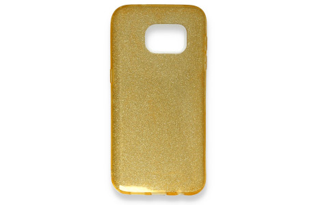 Newface Samsung Galaxy S7 Kılıf Simli Katmanlı Silikon - Gold