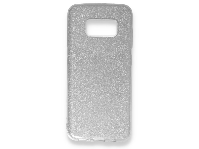Newface Samsung Galaxy S8 Kılıf Simli Katmanlı Silikon - Gümüş