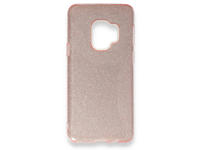 Newface Samsung Galaxy S9 Kılıf Simli Katmanlı Silikon - Rose